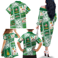 Norfolk Island Christmas Family Matching Off The Shoulder Long Sleeve Dress and Hawaiian Shirt Festive Beach Vibes - Polynesian Pride