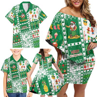 Norfolk Island Christmas Family Matching Off Shoulder Short Dress and Hawaiian Shirt Festive Beach Vibes - Polynesian Pride