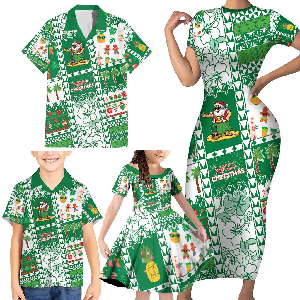 Norfolk Island Christmas Family Matching Short Sleeve Bodycon Dress and Hawaiian Shirt Festive Beach Vibes - Polynesian Pride