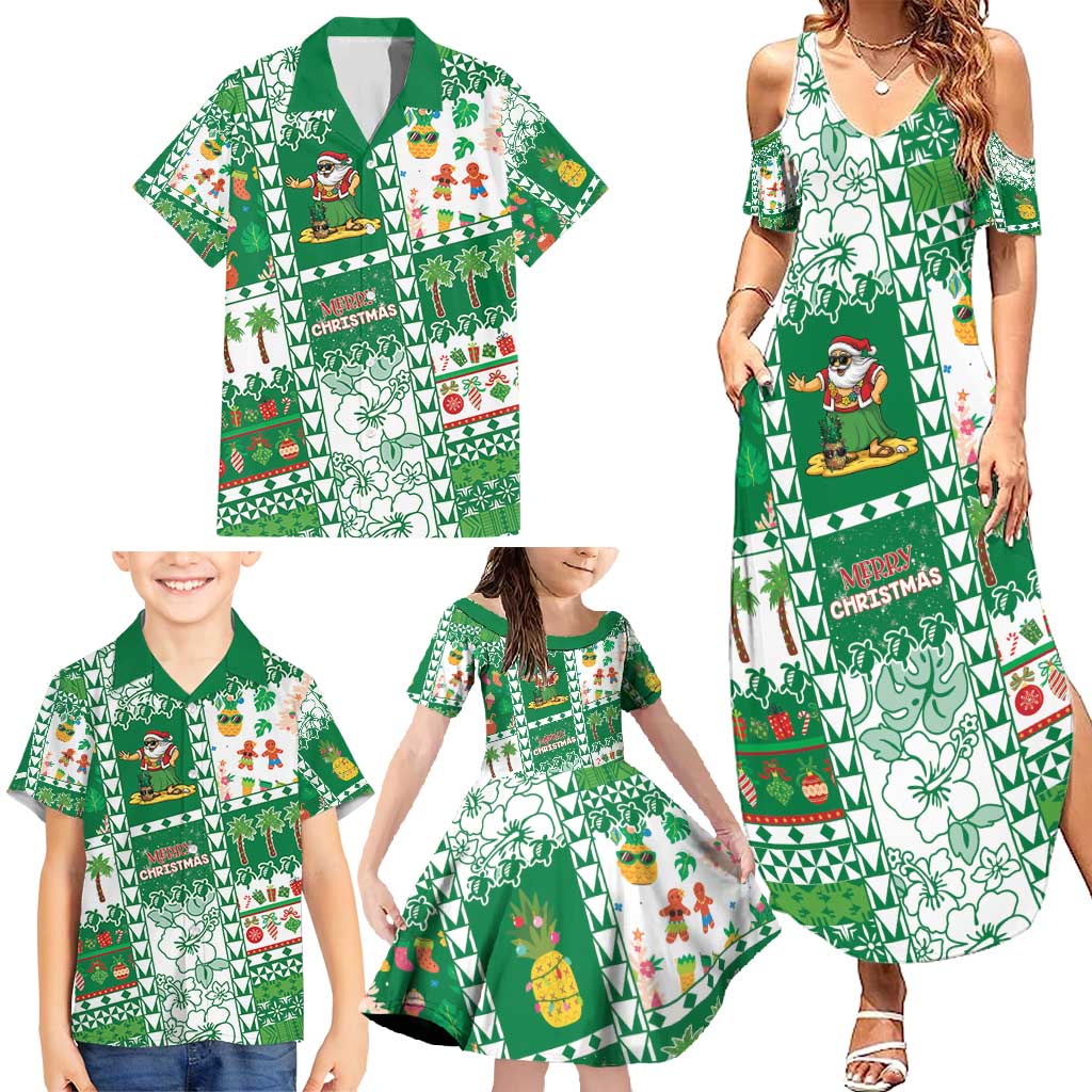 Norfolk Island Christmas Family Matching Summer Maxi Dress and Hawaiian Shirt Festive Beach Vibes - Polynesian Pride