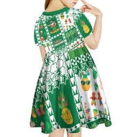 Norfolk Island Christmas Kid Short Sleeve Dress Festive Beach Vibes - Polynesian Pride