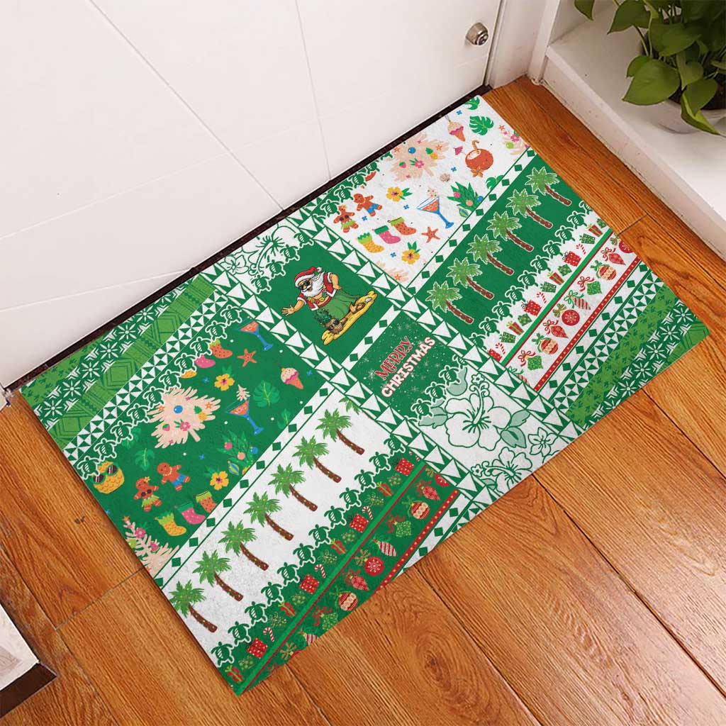 Norfolk Island Christmas Rubber Doormat Festive Beach Vibes - Polynesian Pride