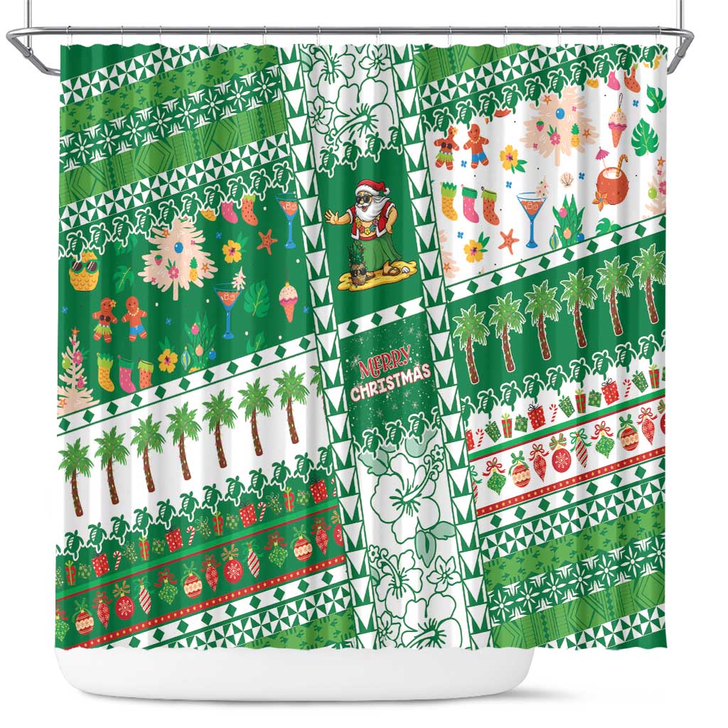 Norfolk Island Christmas Shower Curtain Festive Beach Vibes - Polynesian Pride