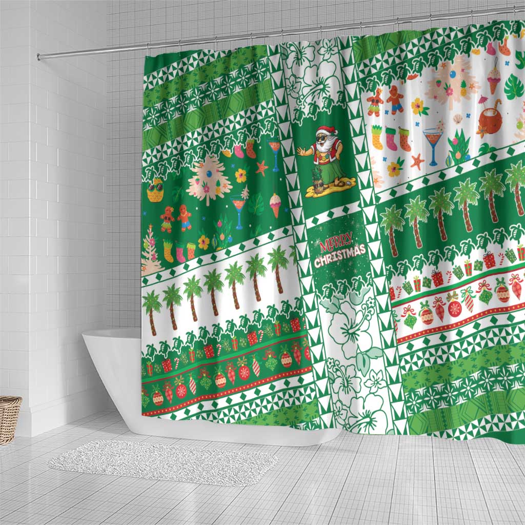 Norfolk Island Christmas Shower Curtain Festive Beach Vibes - Polynesian Pride