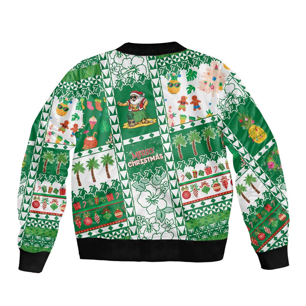 Norfolk Island Christmas Sleeve Zip Bomber Jacket Festive Beach Vibes - Polynesian Pride