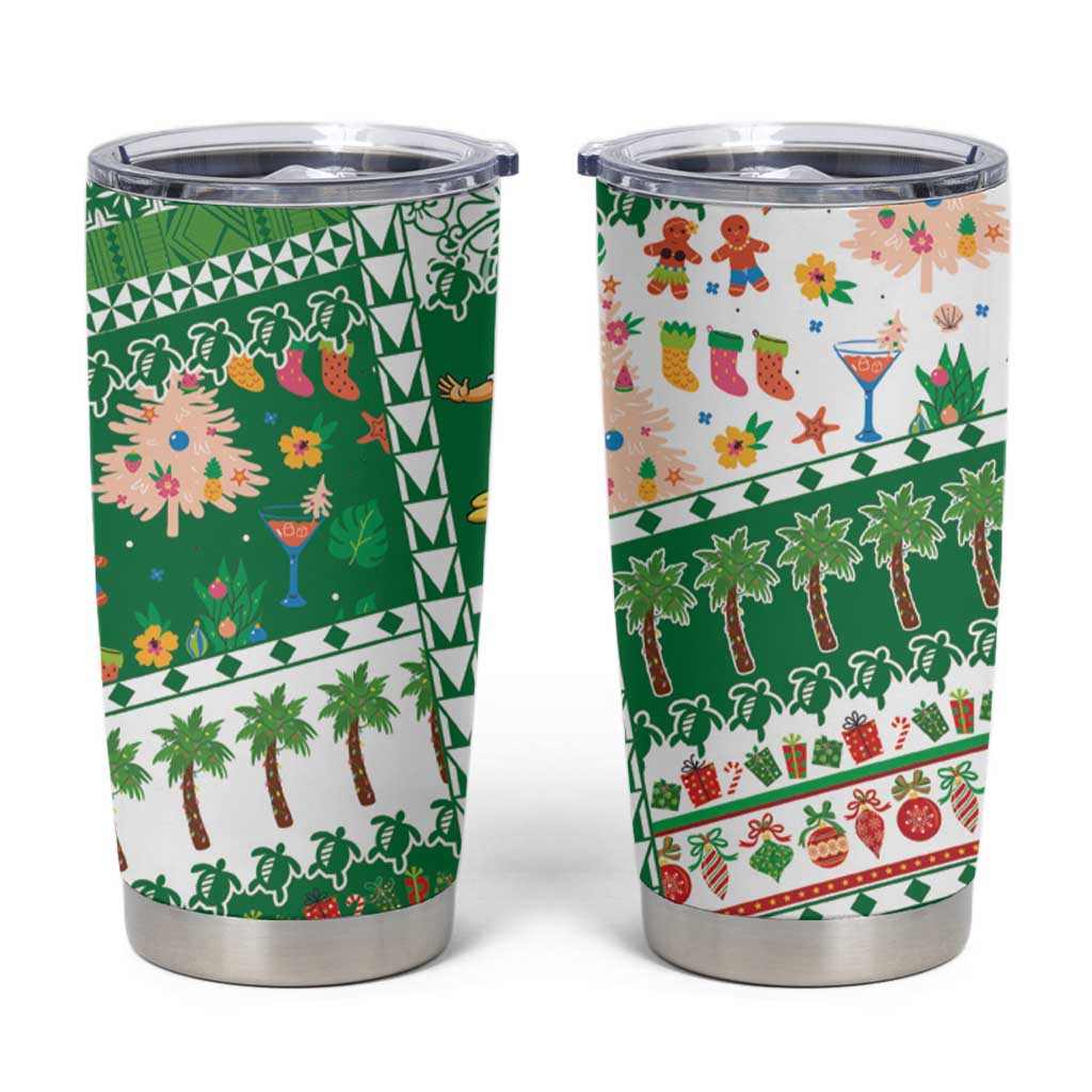 Norfolk Island Christmas Tumbler Cup Festive Beach Vibes - Polynesian Pride