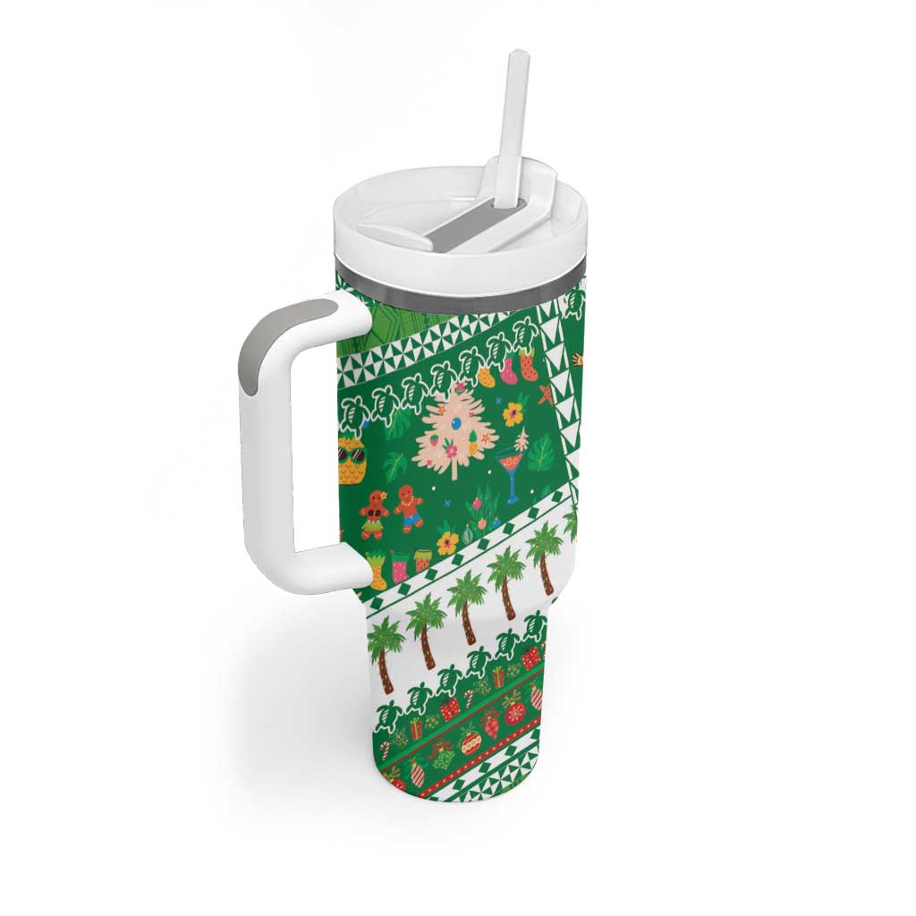 Norfolk Island Christmas Tumbler With Handle Festive Beach Vibes - Polynesian Pride