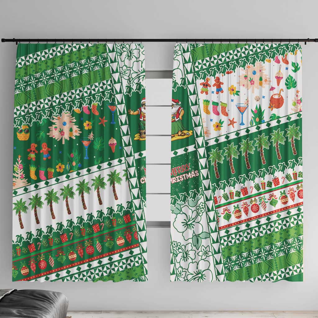 Norfolk Island Christmas Window Curtain Festive Beach Vibes - Polynesian Pride