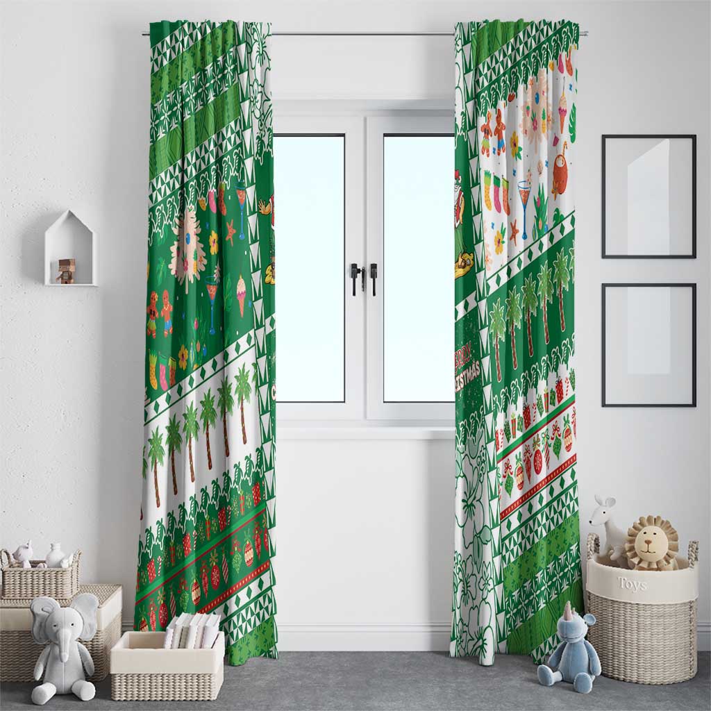 Norfolk Island Christmas Window Curtain Festive Beach Vibes - Polynesian Pride