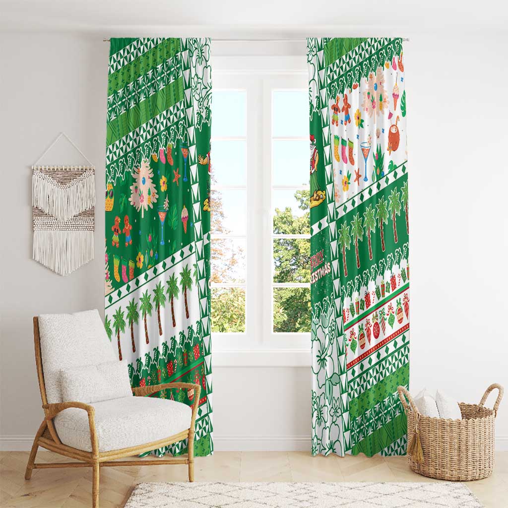 Norfolk Island Christmas Window Curtain Festive Beach Vibes - Polynesian Pride