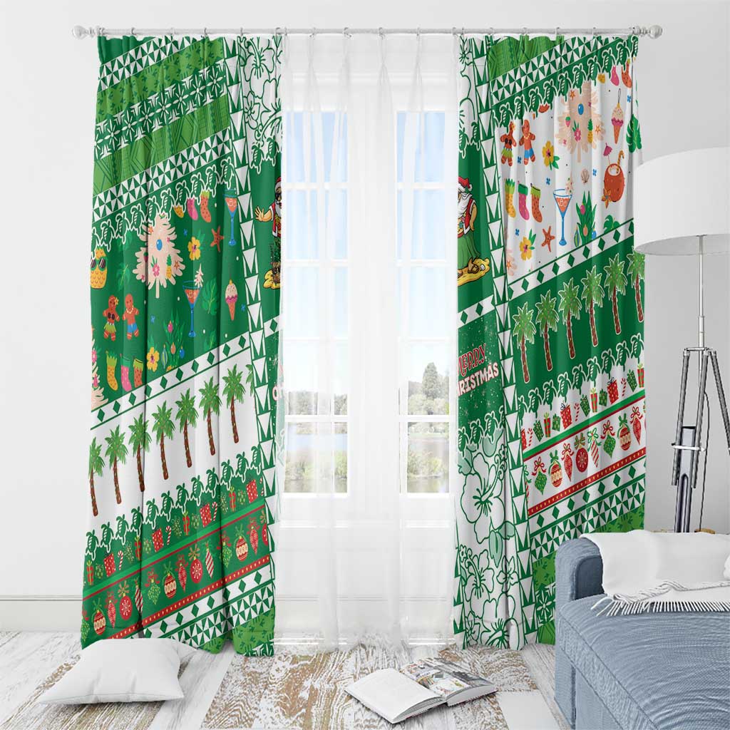 Norfolk Island Christmas Window Curtain Festive Beach Vibes - Polynesian Pride