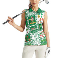 Norfolk Island Christmas Women Sleeveless Polo Shirt Festive Beach Vibes - Polynesian Pride