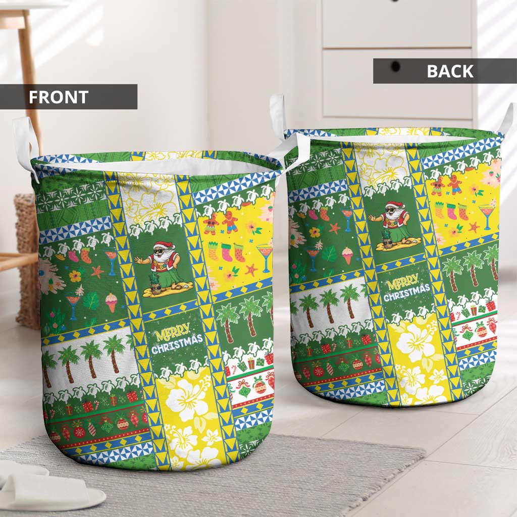 Pitcairn Islands Christmas Laundry Basket Festive Beach Vibes - Polynesian Pride