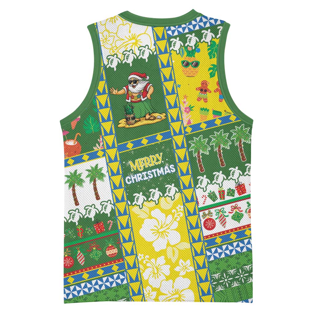 Pitcairn Islands Christmas Basketball Jersey Festive Beach Vibes - Polynesian Pride