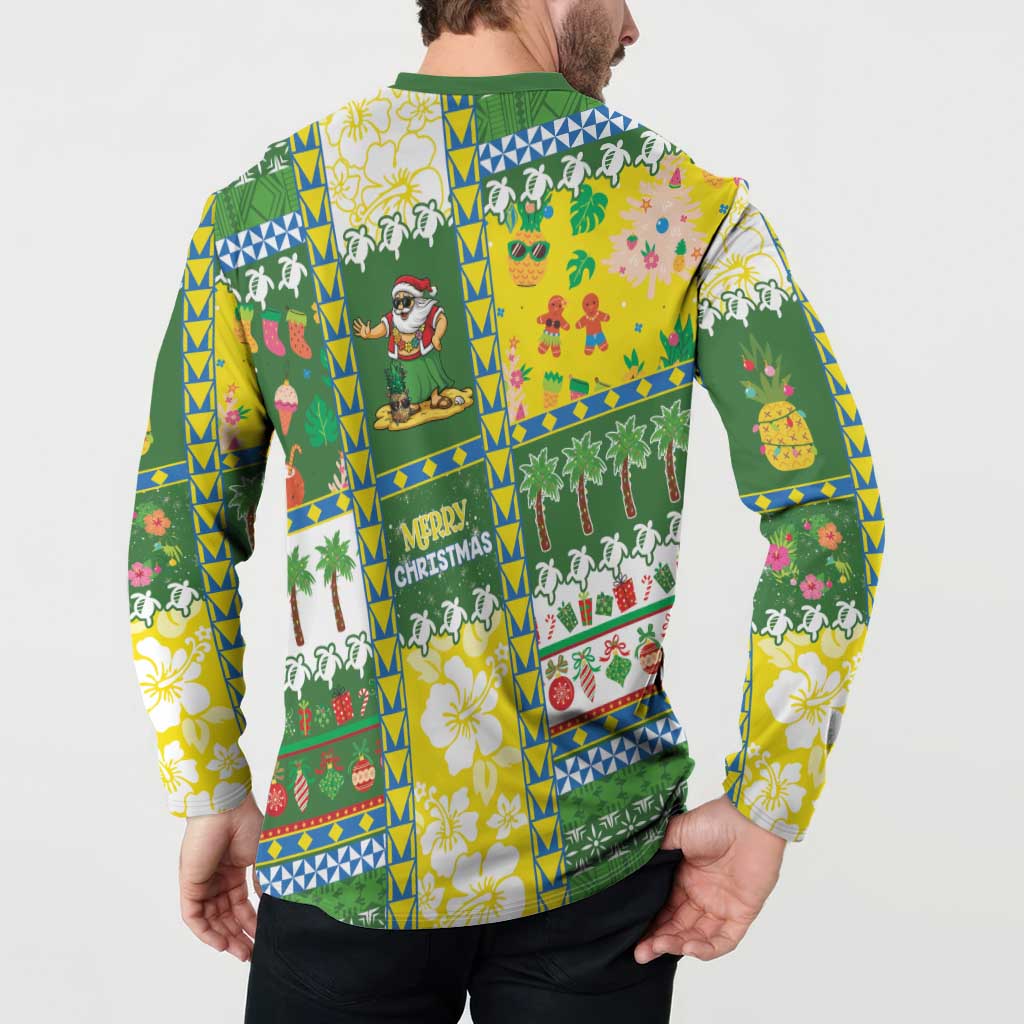 Pitcairn Islands Christmas Button Sweatshirt Festive Beach Vibes - Polynesian Pride