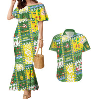 Pitcairn Islands Christmas Couples Matching Mermaid Dress and Hawaiian Shirt Festive Beach Vibes - Polynesian Pride