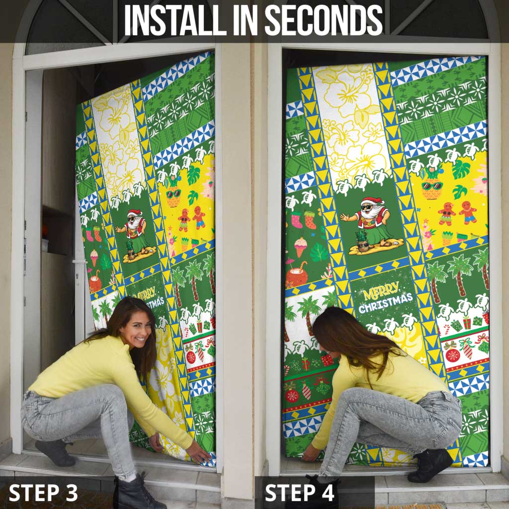 Pitcairn Islands Christmas Door Cover Festive Beach Vibes - Polynesian Pride