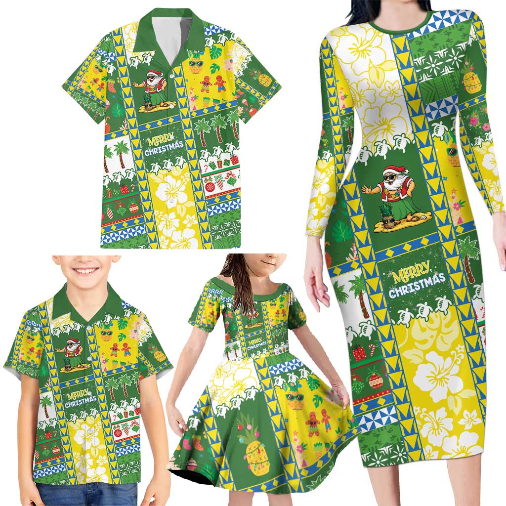 Pitcairn Islands Christmas Family Matching Long Sleeve Bodycon Dress and Hawaiian Shirt Festive Beach Vibes - Polynesian Pride