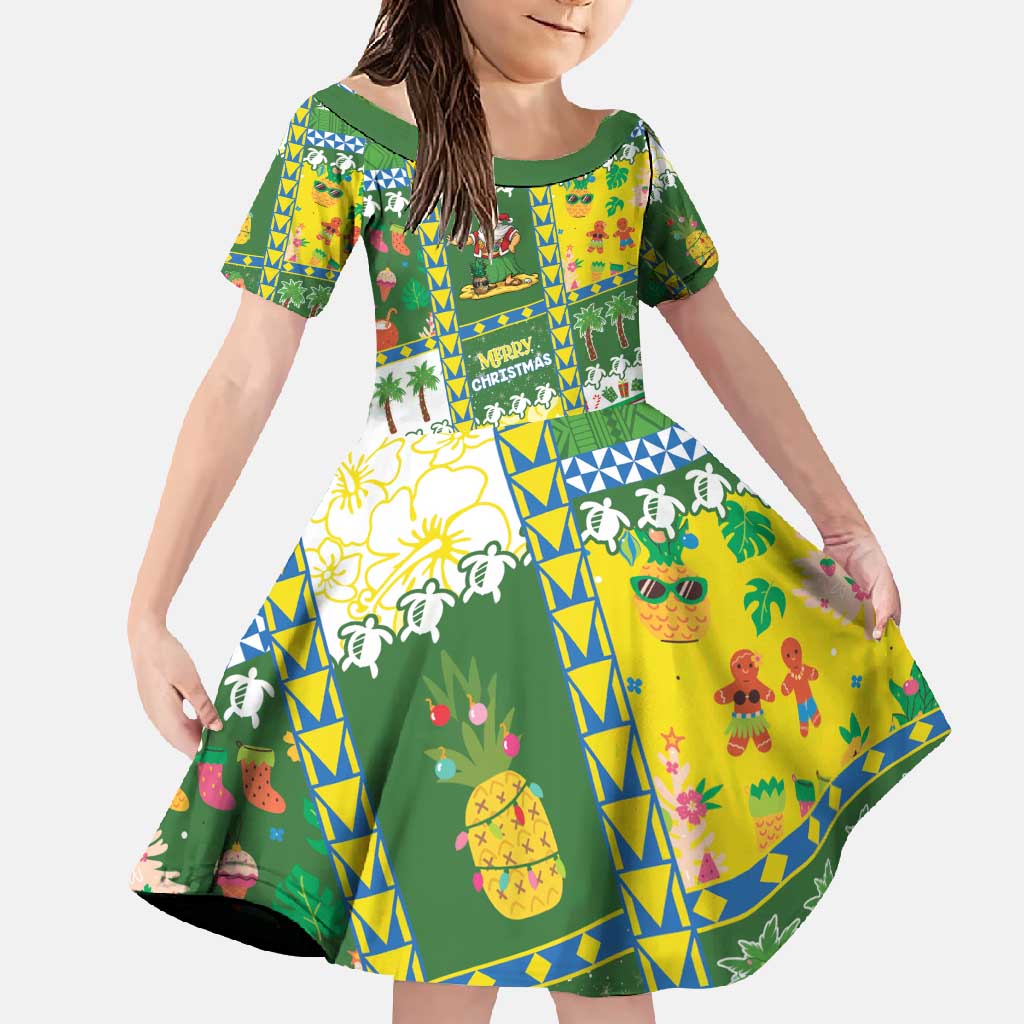 Pitcairn Islands Christmas Family Matching Off Shoulder Maxi Dress and Hawaiian Shirt Festive Beach Vibes - Polynesian Pride