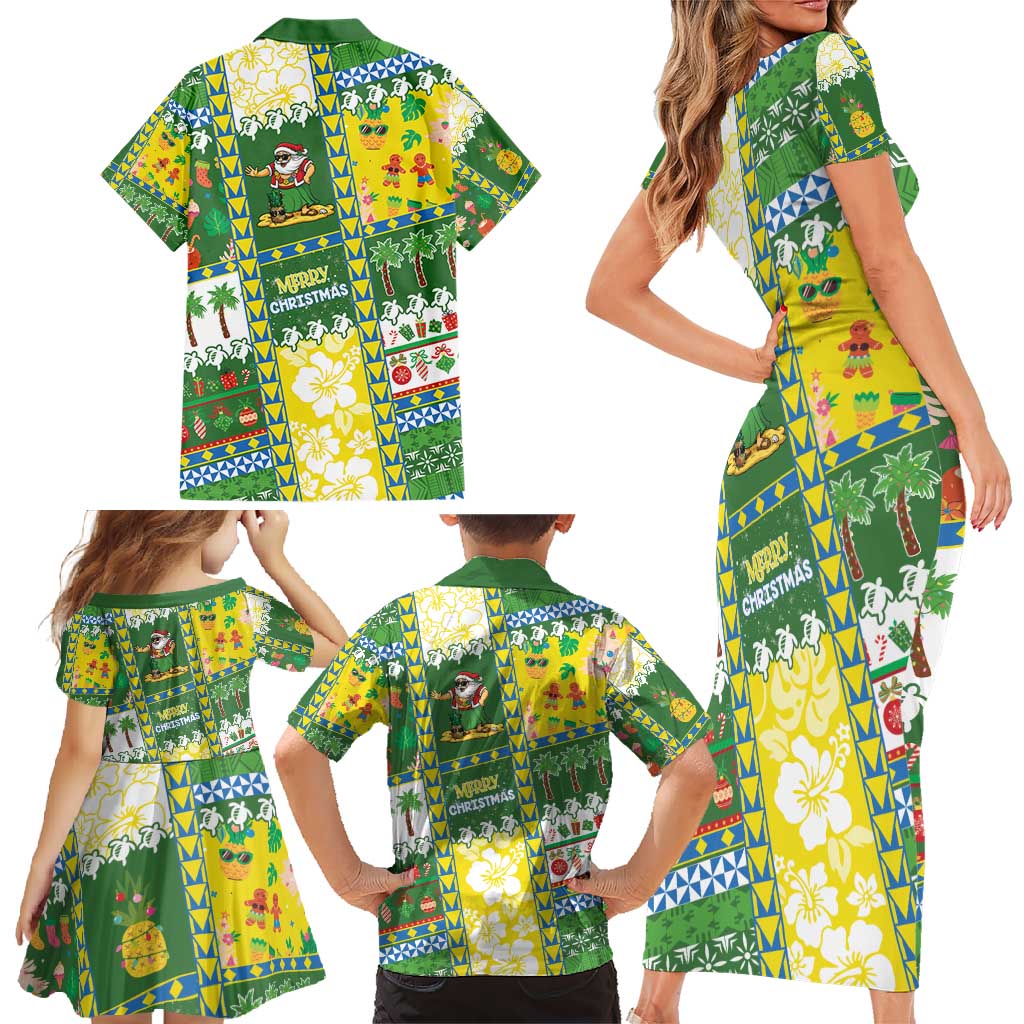 Pitcairn Islands Christmas Family Matching Short Sleeve Bodycon Dress and Hawaiian Shirt Festive Beach Vibes - Polynesian Pride
