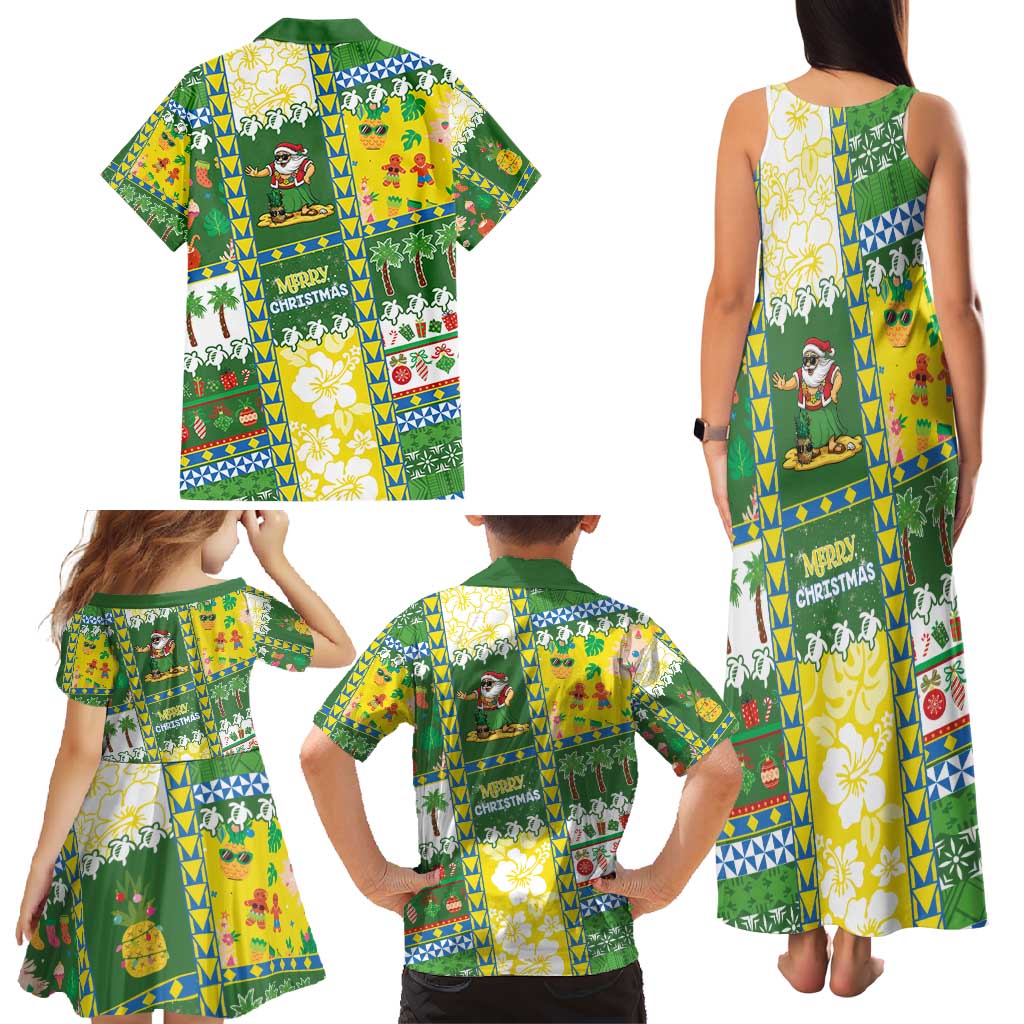 Pitcairn Islands Christmas Family Matching Tank Maxi Dress and Hawaiian Shirt Festive Beach Vibes - Polynesian Pride