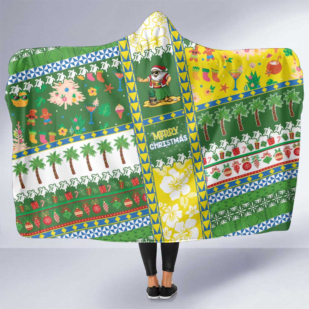 Pitcairn Islands Christmas Hooded Blanket Festive Beach Vibes - Polynesian Pride