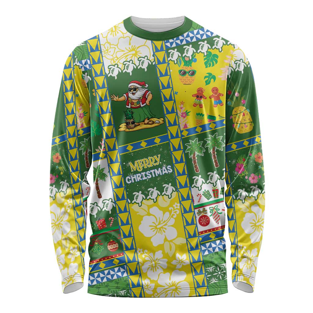 Pitcairn Islands Christmas Long Sleeve Shirt Festive Beach Vibes - Polynesian Pride
