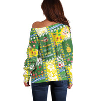 Pitcairn Islands Christmas Off Shoulder Sweater Festive Beach Vibes - Polynesian Pride