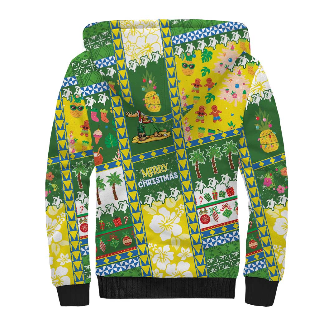 Pitcairn Islands Christmas Sherpa Hoodie Festive Beach Vibes - Polynesian Pride