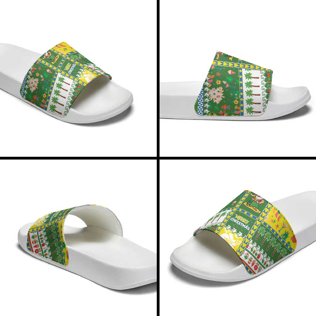 Pitcairn Islands Christmas Slide Sandals Festive Beach Vibes - Polynesian Pride