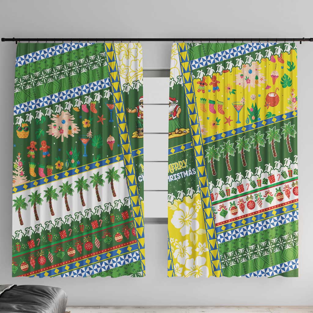 Pitcairn Islands Christmas Window Curtain Festive Beach Vibes - Polynesian Pride