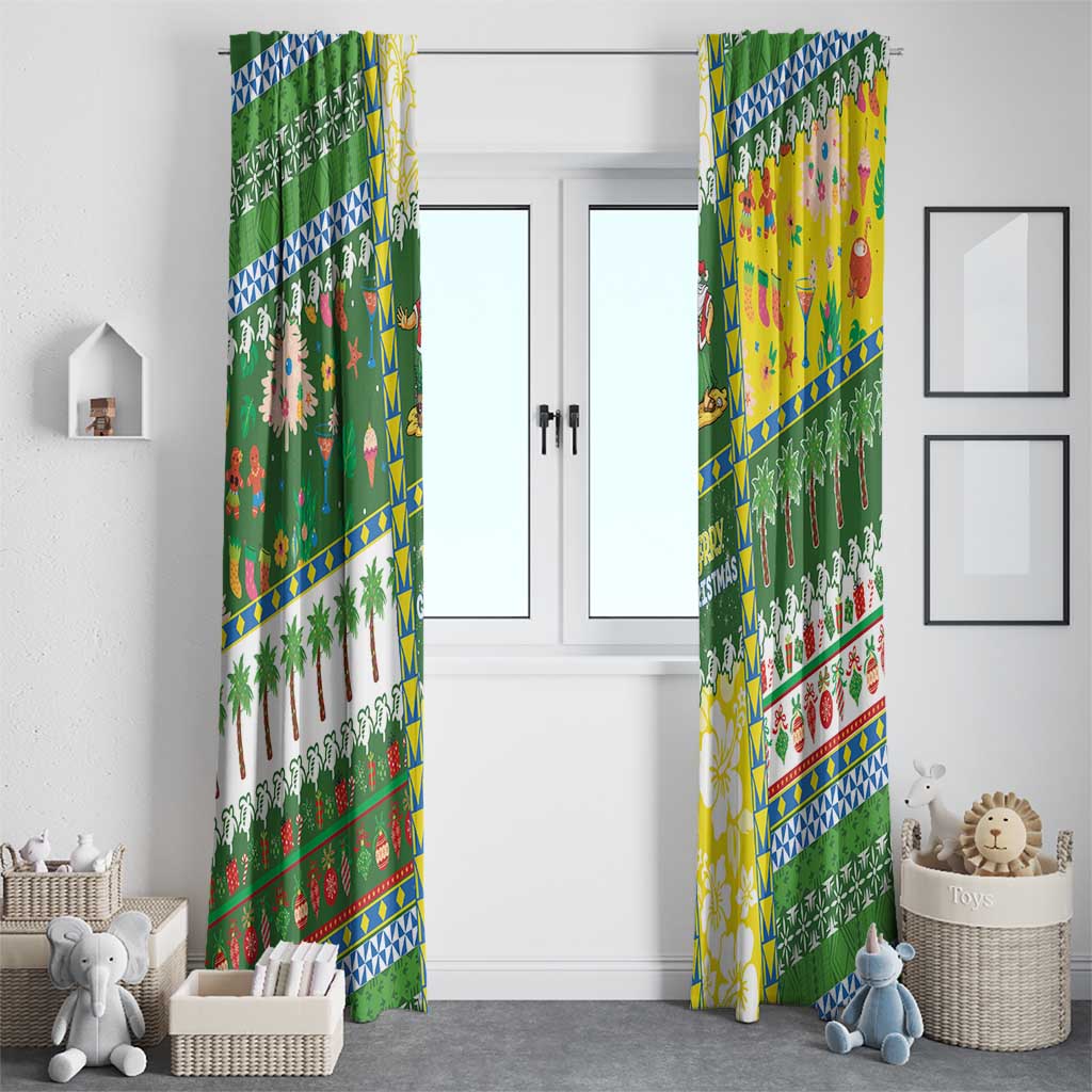 Pitcairn Islands Christmas Window Curtain Festive Beach Vibes - Polynesian Pride