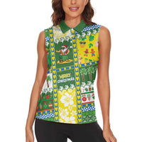 Pitcairn Islands Christmas Women Sleeveless Polo Shirt Festive Beach Vibes - Polynesian Pride
