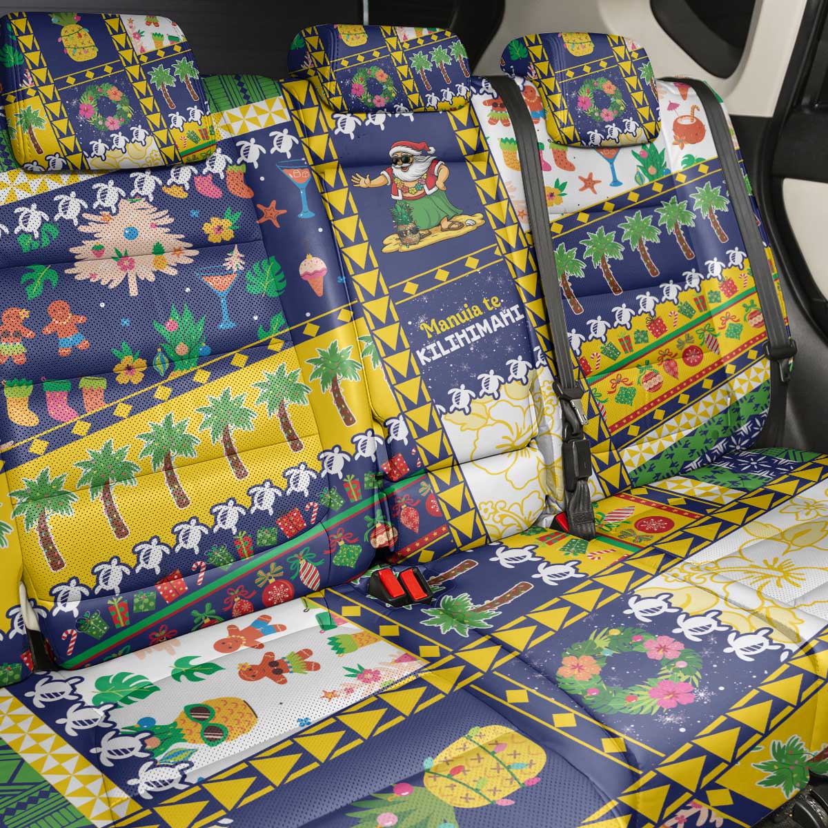Tokelau Christmas Back Car Seat Cover Festive Beach Vibes - Polynesian Pride