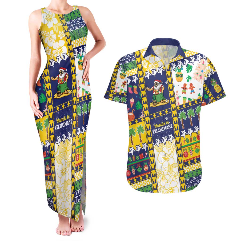 Tokelau Christmas Couples Matching Tank Maxi Dress and Hawaiian Shirt Festive Beach Vibes - Polynesian Pride
