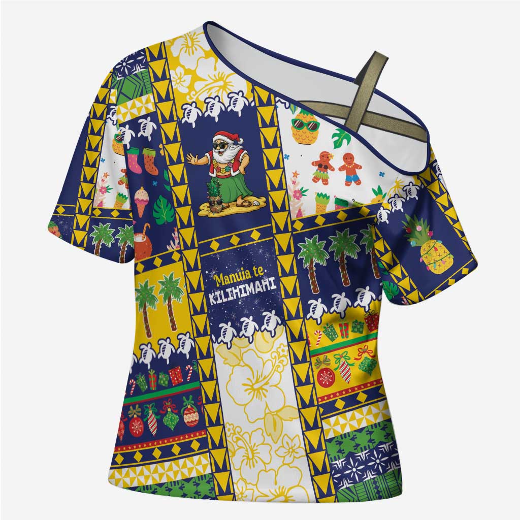 Tokelau Christmas Cross Shoulder Shirt Festive Beach Vibes - Polynesian Pride