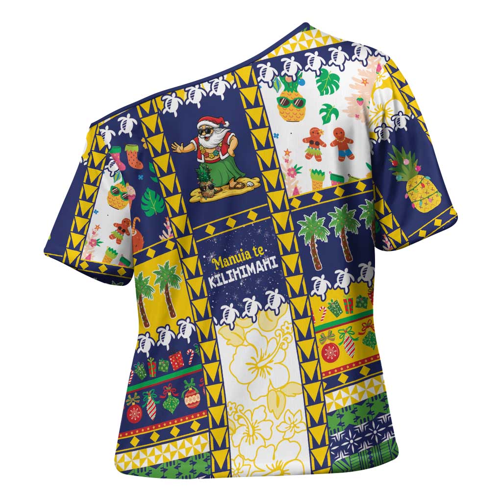 Tokelau Christmas Cross Shoulder Shirt Festive Beach Vibes - Polynesian Pride