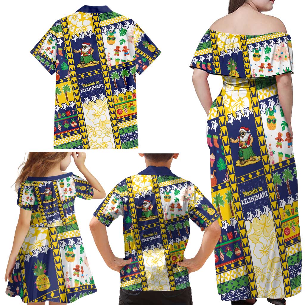 Tokelau Christmas Family Matching Off Shoulder Maxi Dress and Hawaiian Shirt Festive Beach Vibes - Polynesian Pride
