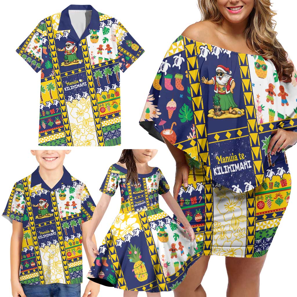 Tokelau Christmas Family Matching Off Shoulder Short Dress and Hawaiian Shirt Festive Beach Vibes - Polynesian Pride