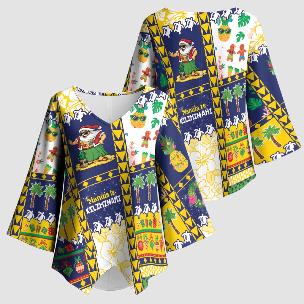 Tokelau Christmas Kimono Sleeve Blouse Festive Beach Vibes - Polynesian Pride