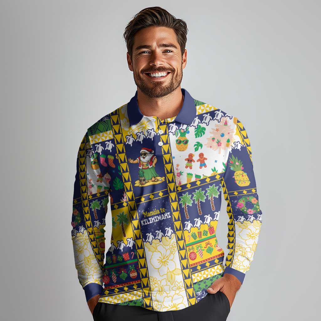 Tokelau Christmas Long Sleeve Polo Shirt Festive Beach Vibes - Polynesian Pride