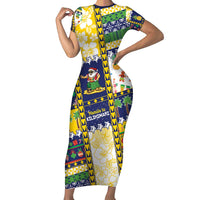 Tokelau Christmas Short Sleeve Bodycon Dress Festive Beach Vibes - Polynesian Pride