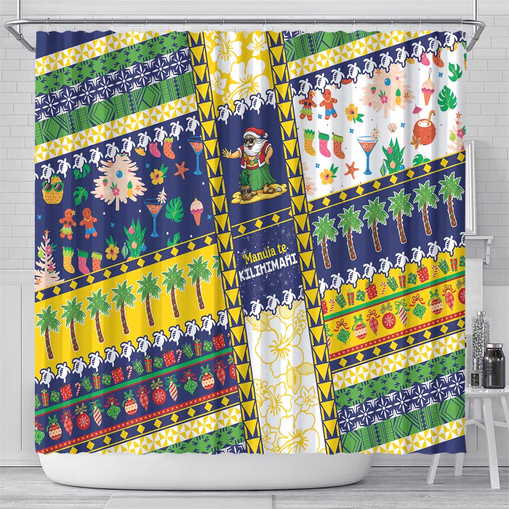 Tokelau Christmas Shower Curtain Festive Beach Vibes - Polynesian Pride