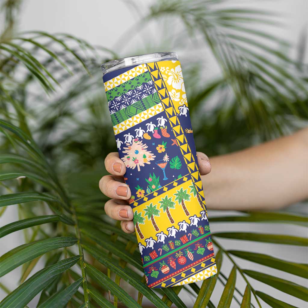 Tokelau Christmas Skinny Tumbler Festive Beach Vibes - Polynesian Pride