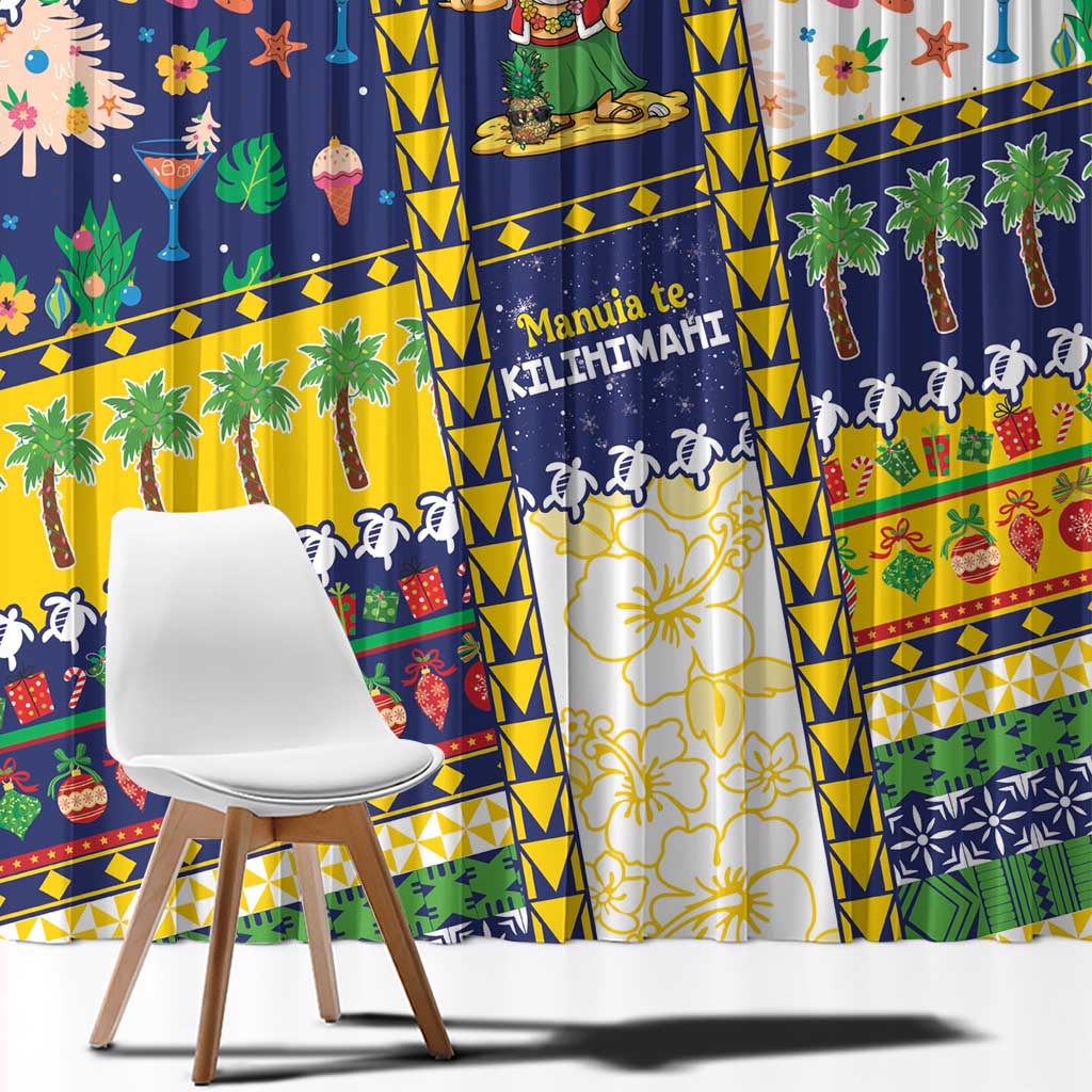 Tokelau Christmas Window Curtain Festive Beach Vibes - Polynesian Pride