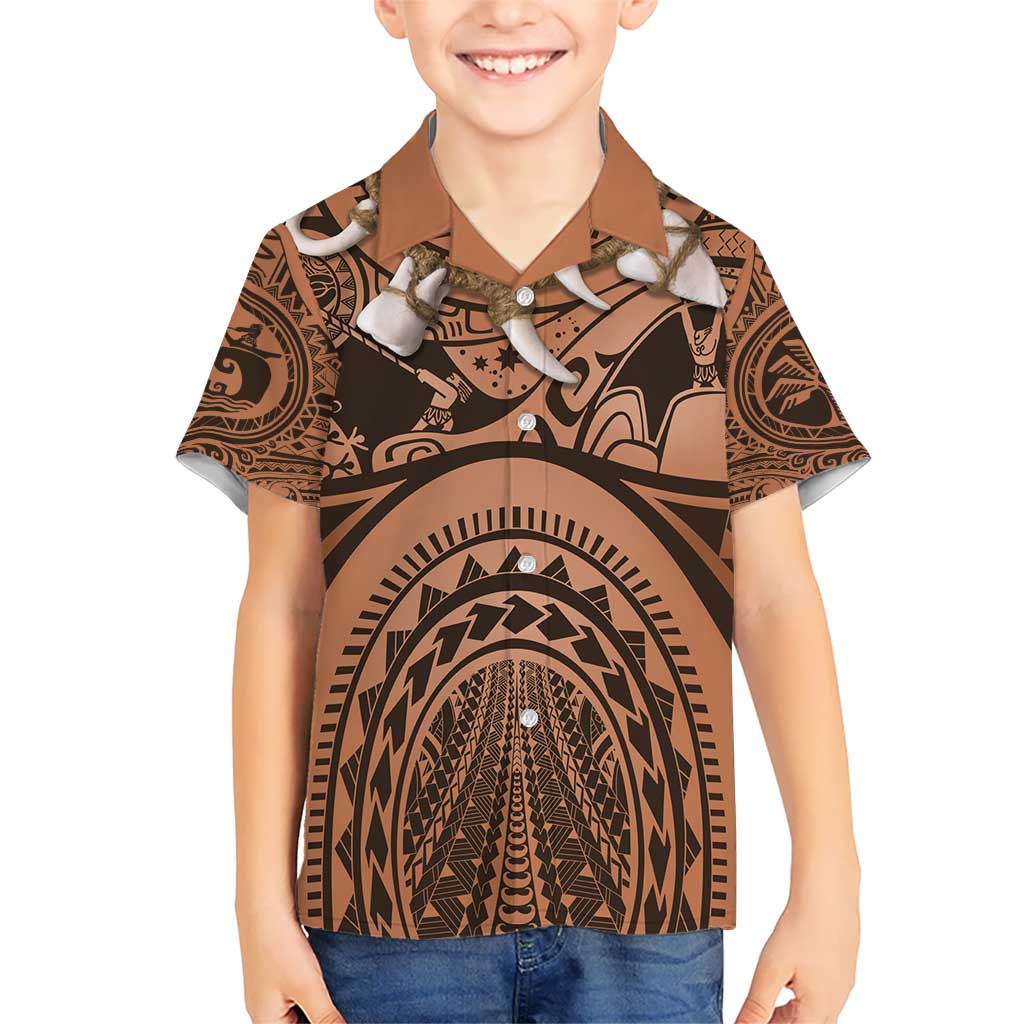 Polynesia Maui Tattoo Inspired Cosplay Costume Kid Hawaiian Shirt LT05 Kid Beige - Polynesian Pride