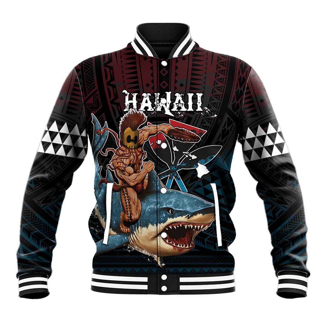 Hawaii Ikaika Baseball Jacket Hawaiian Mythic Koa Tribal Warrior LT05 Unisex Black - Polynesian Pride