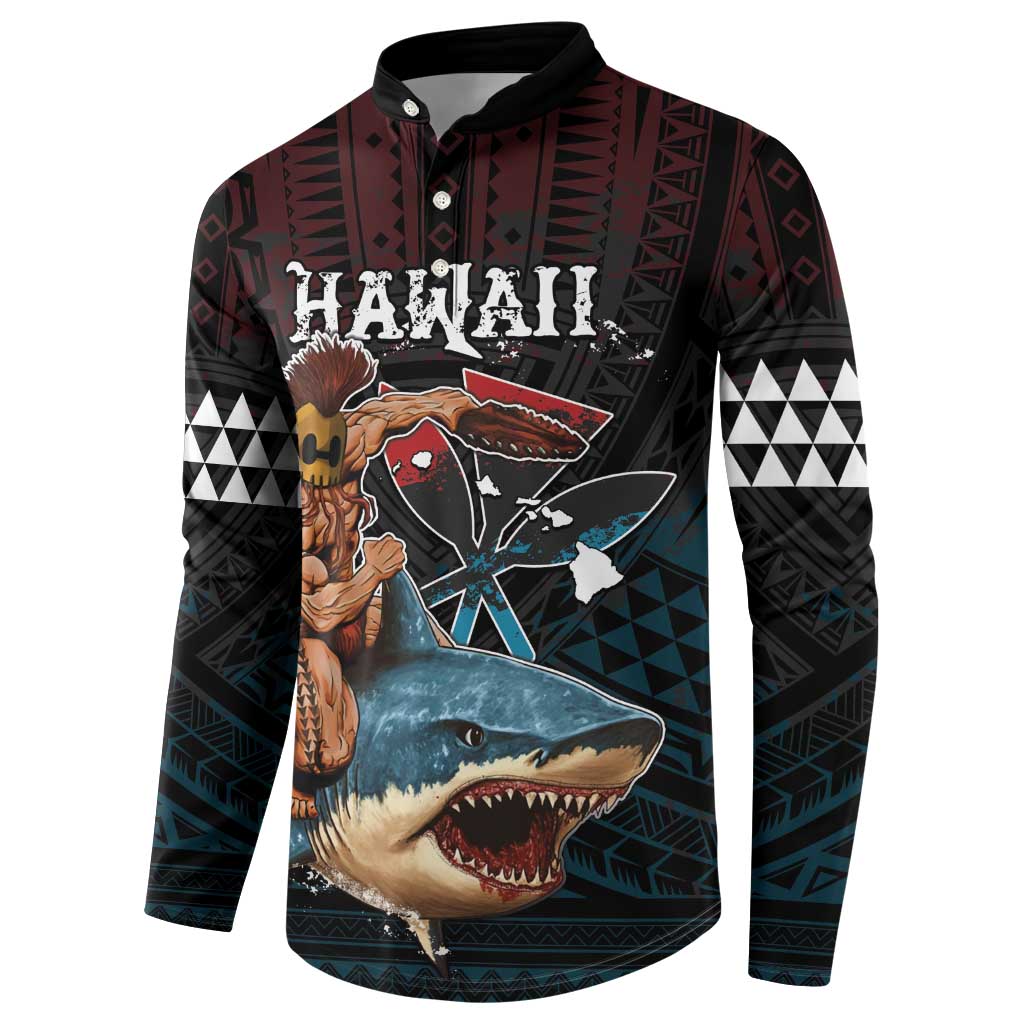 Hawaii Ikaika Button Sweatshirt Hawaiian Mythic Koa Tribal Warrior LT05 - Polynesian Pride