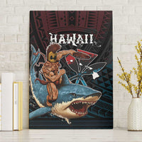 Hawaii Ikaika Canvas Wall Art Hawaiian Mythic Koa Tribal Warrior LT05 Without Frame Black - Polynesian Pride