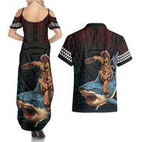 Hawaii Ikaika Couples Matching Summer Maxi Dress and Hawaiian Shirt Hawaiian Mythic Koa Tribal Warrior LT05 - Polynesian Pride